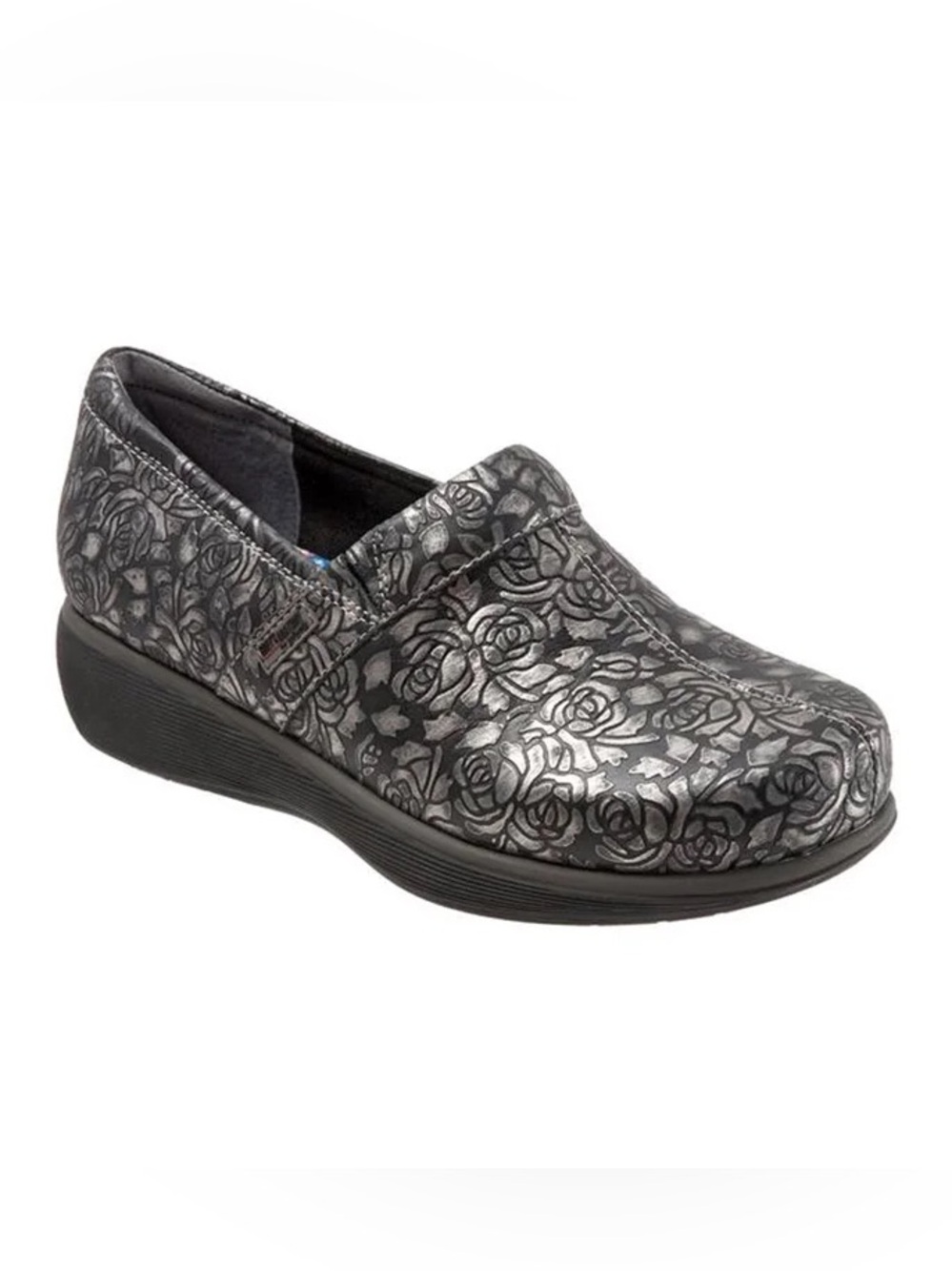 Grey's Anatomy Meredith Shoe - Black w/ Metallic Silver Rose print